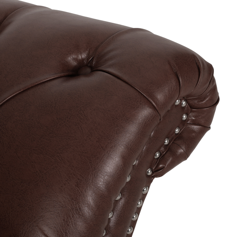 Benzinger Tufted Faux Leather Armless Chaise Lounge