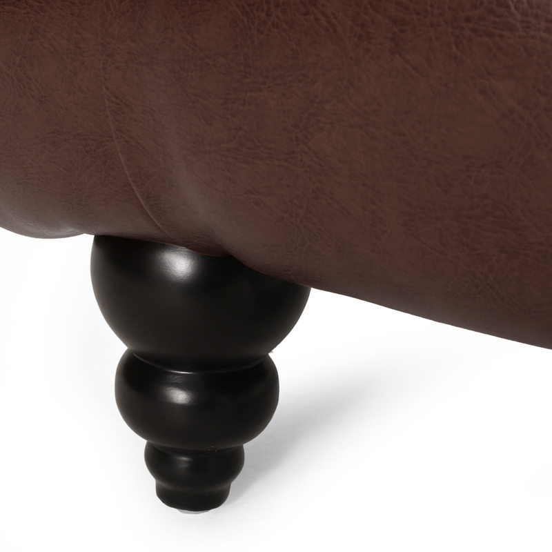 Benzinger Tufted Faux Leather Armless Chaise Lounge
