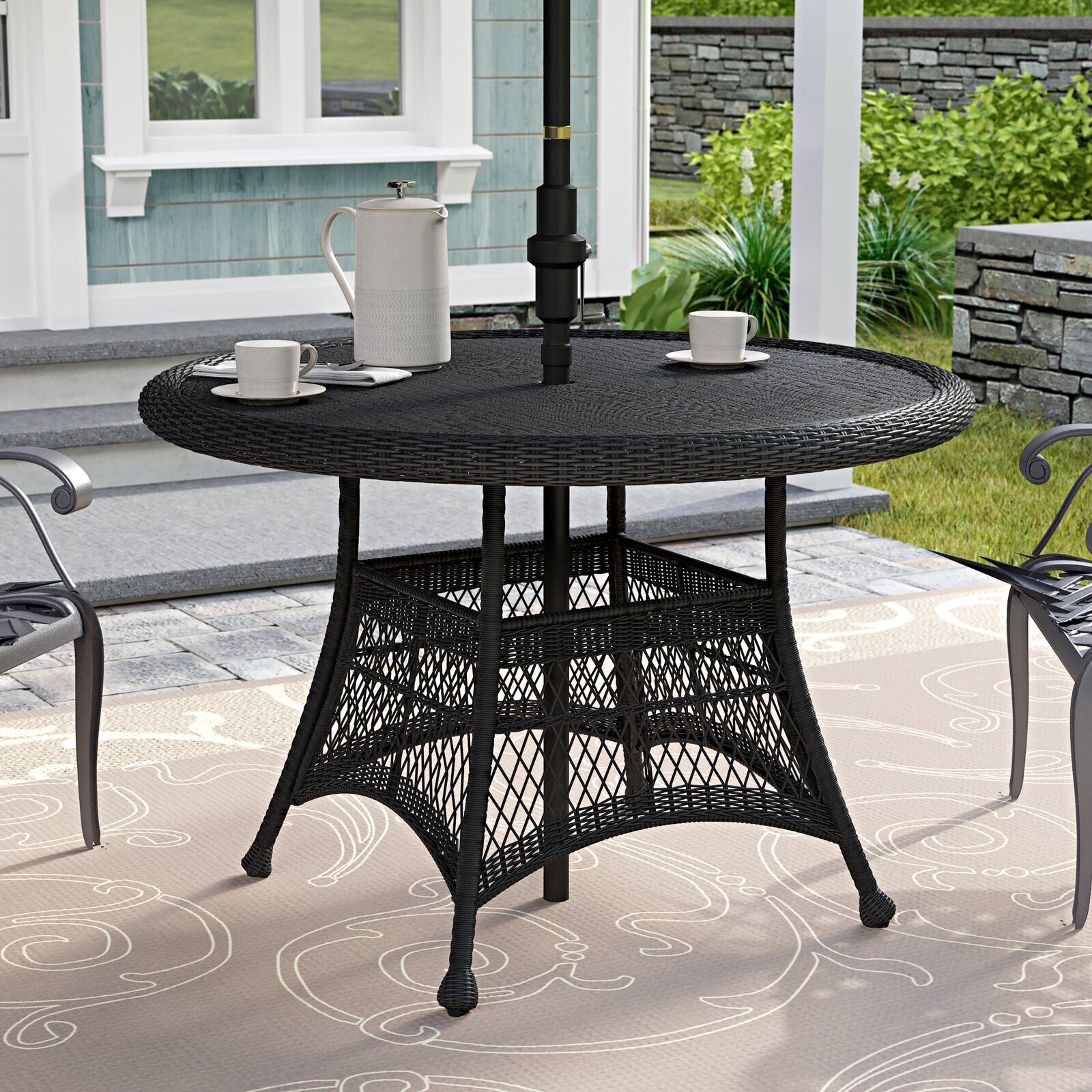 Black Large Round Patio Dining Table