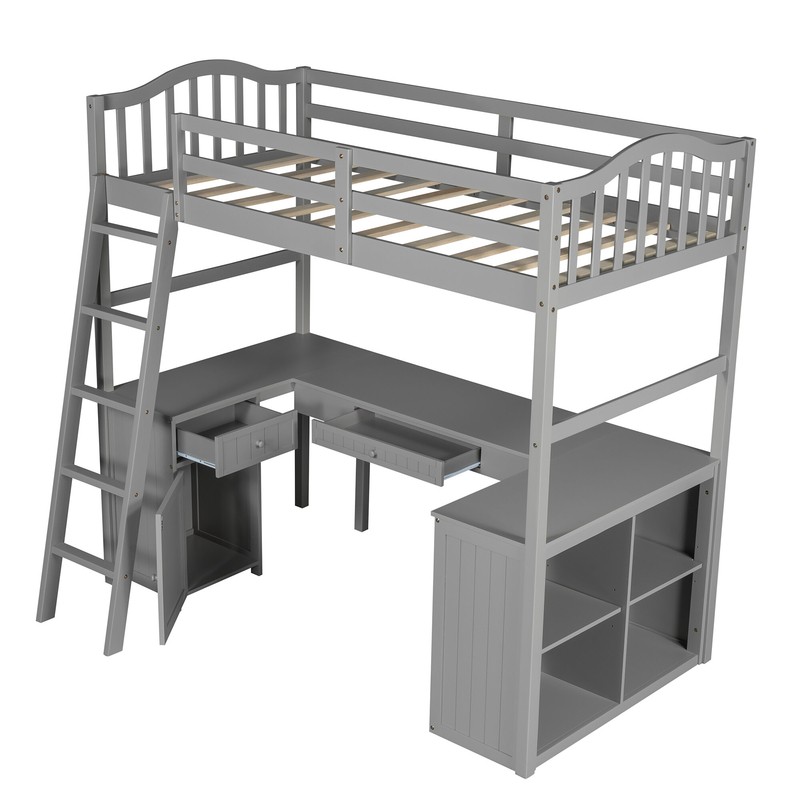 Blois Twin Loft Bed with Bookcase by Harriet Bee