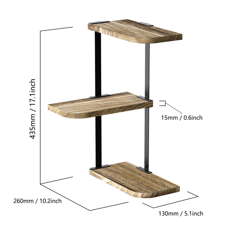 Boehmer 3 Piece Corner Shelf with Adjustable Shelves