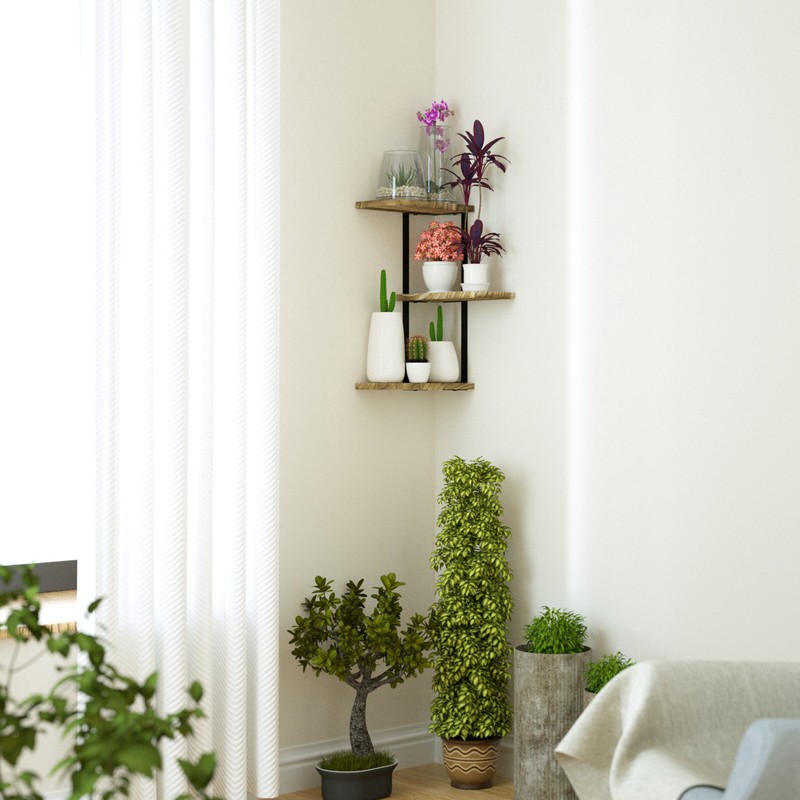 Boehmer 3 Piece Corner Shelf with Adjustable Shelves