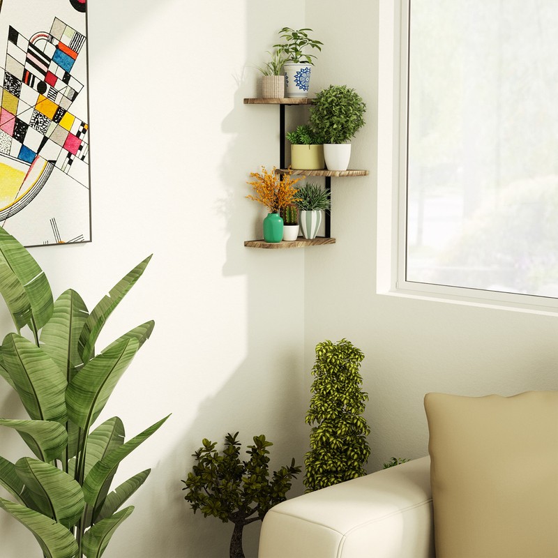 Boehmer 3 Piece Corner Shelf with Adjustable Shelves