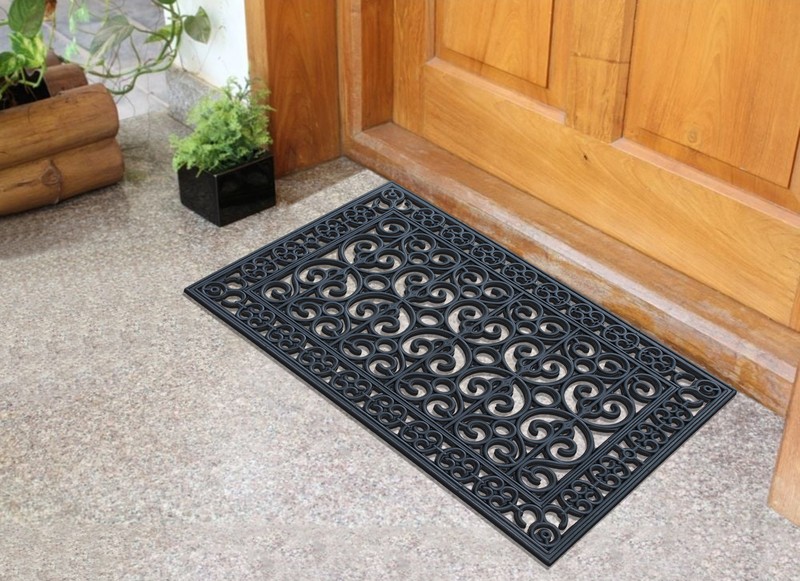 Bradford Rubber Paisley Beautifully Hand Finished Elegant 36"L x 24"W Non-Slip Indoor-Outdoor Door Mat