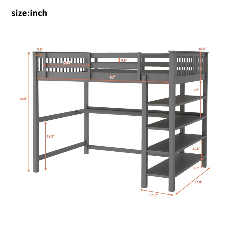Brithny Loft Bed with Built-in-Desk by Harriet Bee