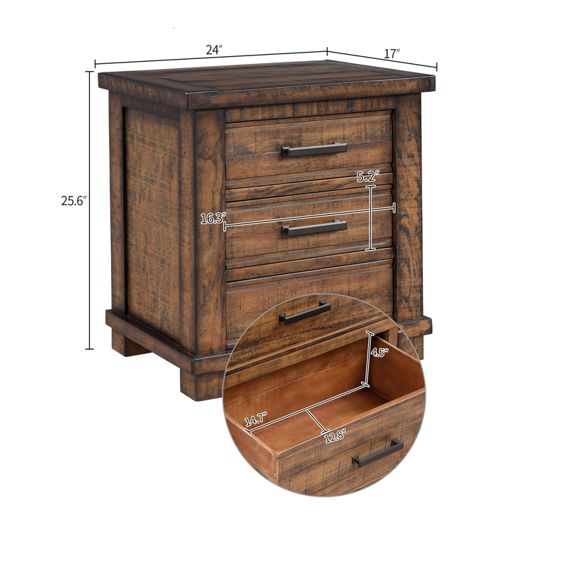 Brixton Queen Solid Wood Platform 3 Piece Bedroom Set