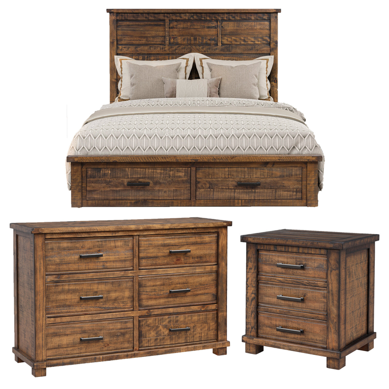Brixton Queen Solid Wood Platform 3 Piece Bedroom Set