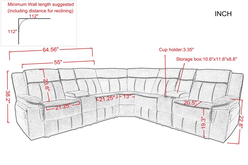 Bussard 94.5" Wide Symmetrical Reclining Corner Sectional