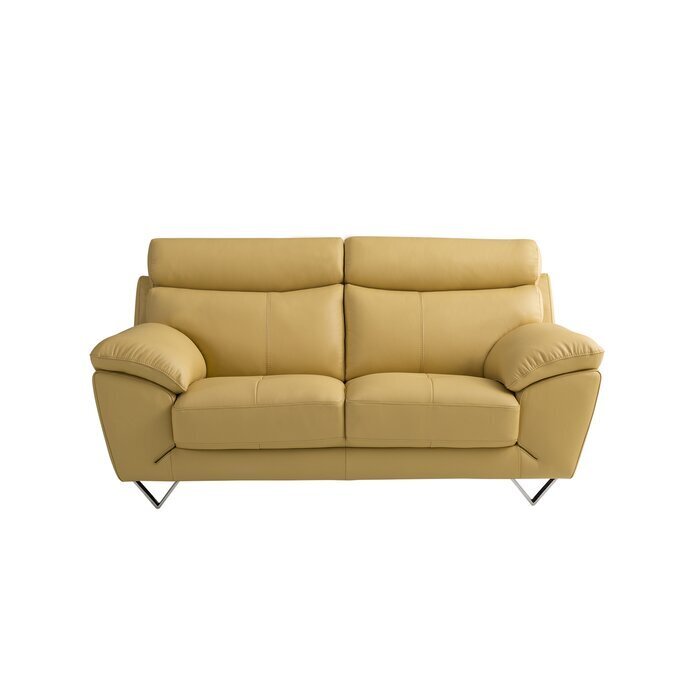 Butter Yellow Italian Leather Sofa 