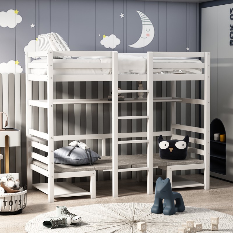 Caesare Single Loft Bed with Built-in-Desk by Harriet Bee
