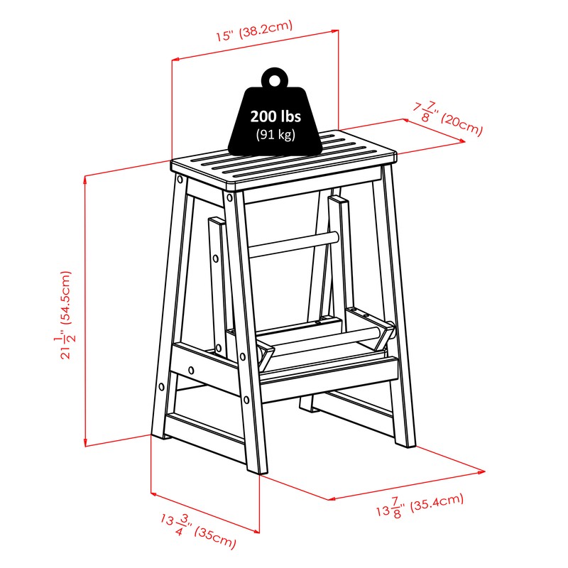 Calimesa 2-Step Wood Step Stool with 200 lb. Load Capacity