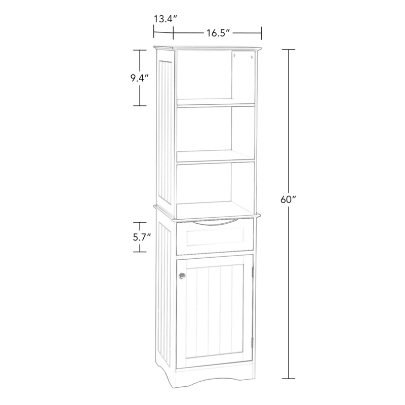 Caril 16.54'' W x 60.04'' H x 13.39'' D Linen Cabinet