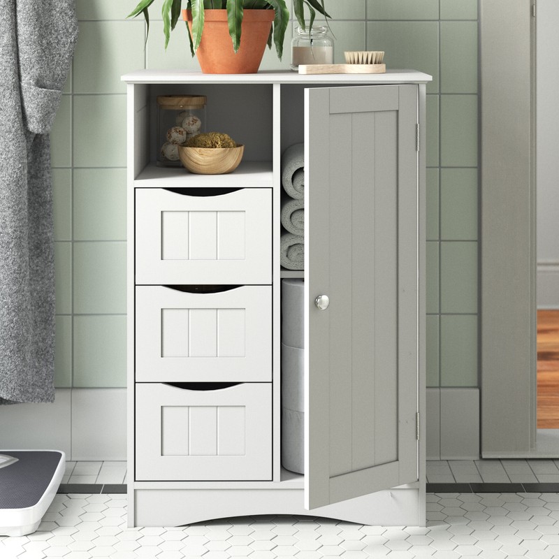 Caril 22.05'' W x 32.1'' H x 13.39'' D Free-Standing Bathroom Cabinet
