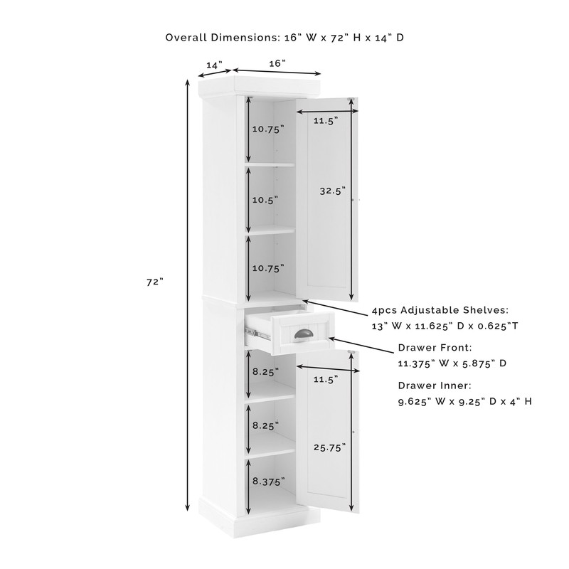 Carmel 16'' W x 72'' H x 14'' D Linen Cabinet