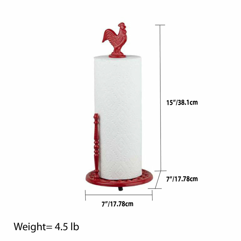 Cast Iron Rooster Free Standing Paper Towel Holder