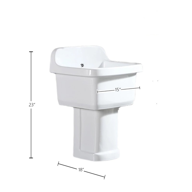 Ceramic 15" x 18" Freestanding/Wall Mount Laundry Sink