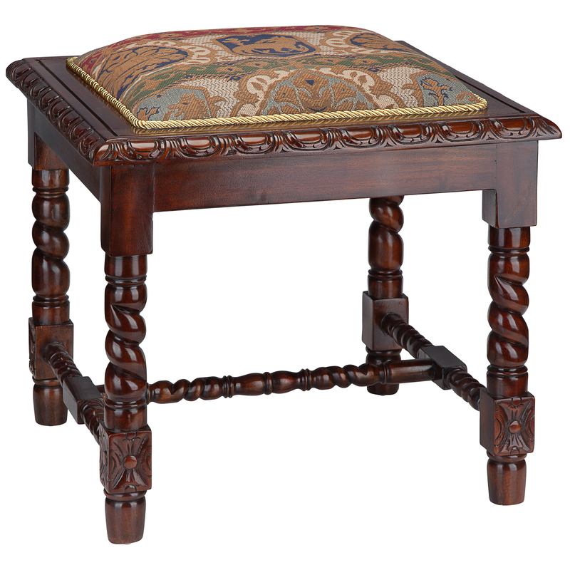 Charles II 22'' Tall Solid Wood Accent Stool