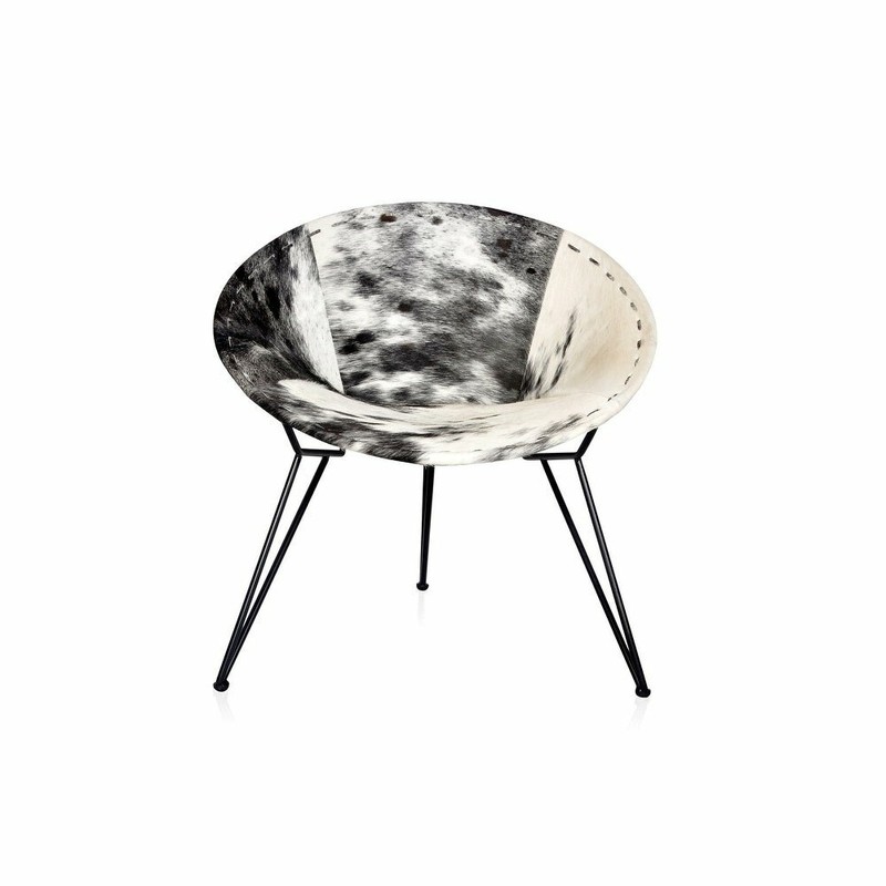 Cheney 30'' Wide Genuine Leather Cowhide Papasan Chair