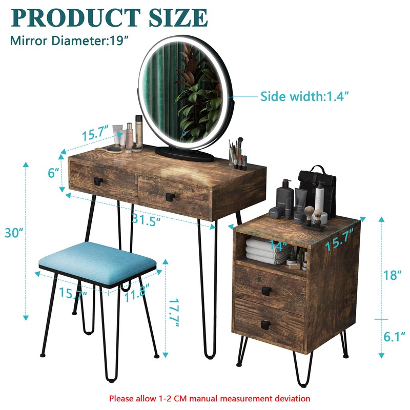 Cheneyville Vanity Set with Stool and Mirror
