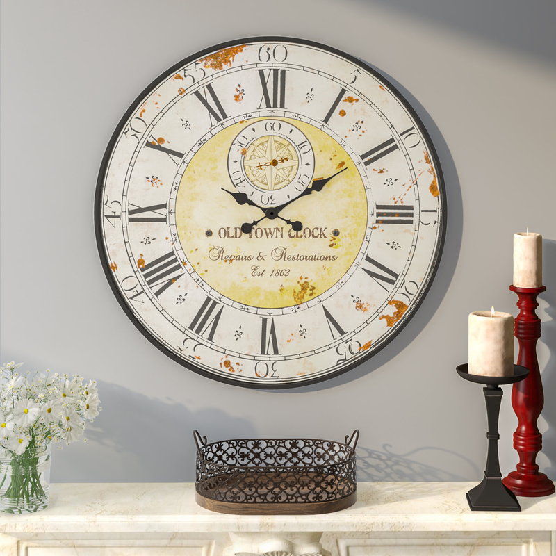 FRENCH COUNTRY STYLE WALL CLOCK  SHABBY CHIC KITCHEN LOUNGE BLACK DARK CLOCK 