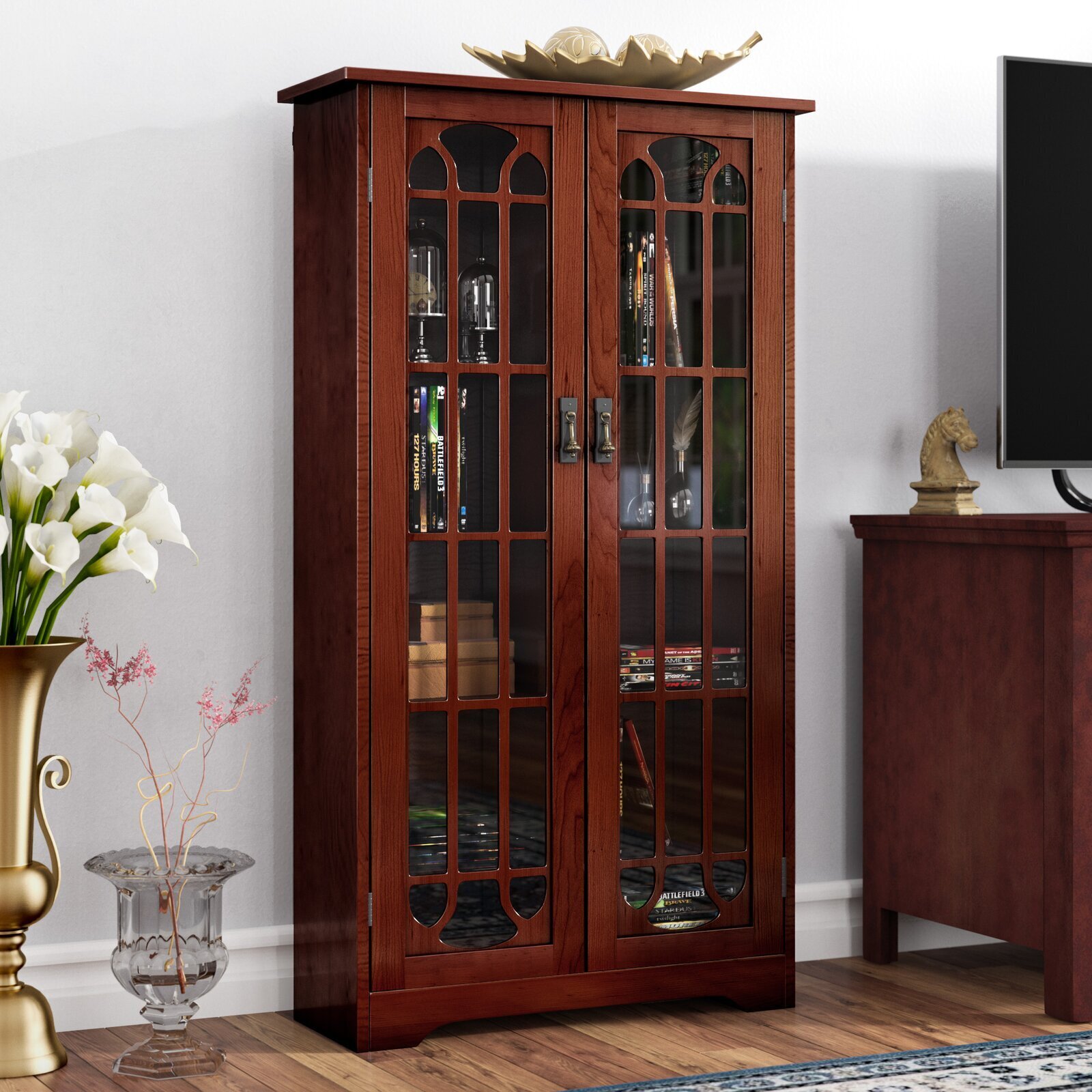 Classic Style Two Door DVD Holder Cabinet 