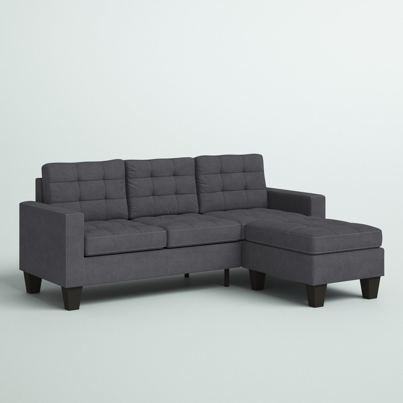 Clem 81" Wide Linen Reversible Sofa & Chaise with Ottoman
