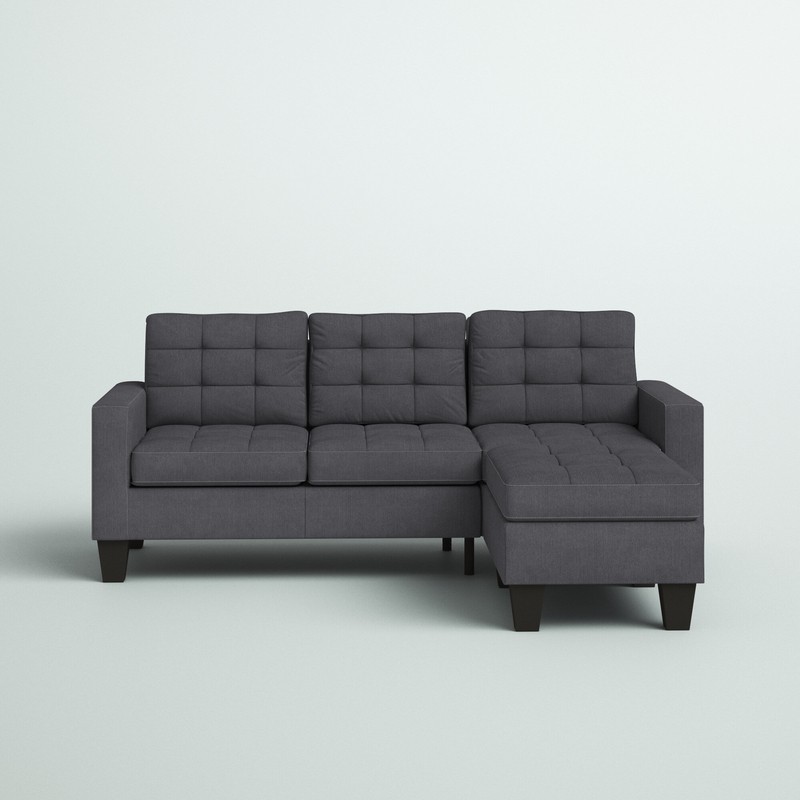 Clem 81" Wide Linen Reversible Sofa & Chaise with Ottoman
