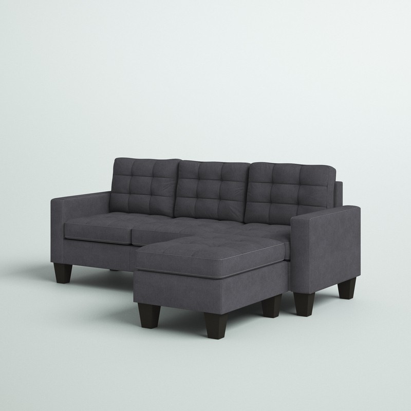 Clem 81" Wide Linen Reversible Sofa & Chaise with Ottoman