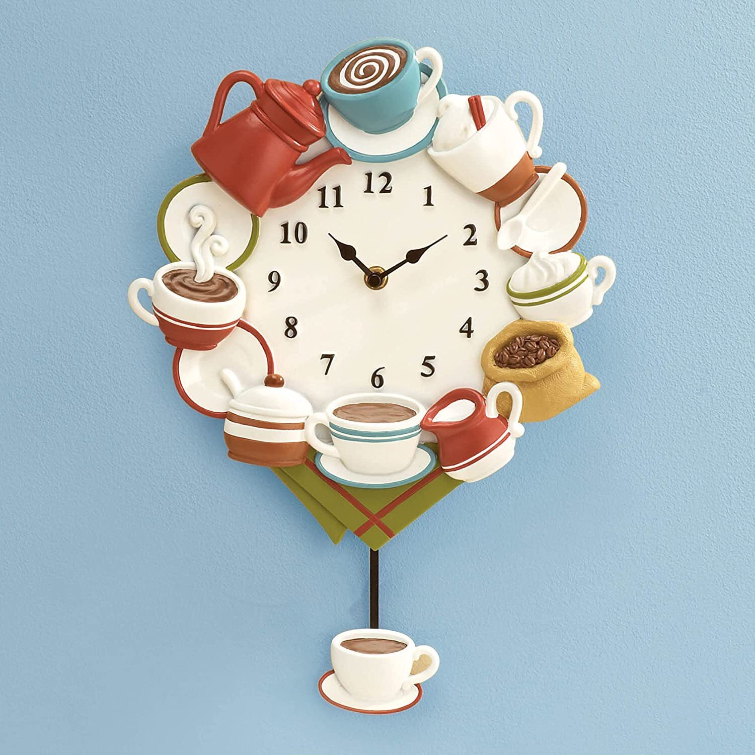 Coffee Cups Pendulum Wall Clock 