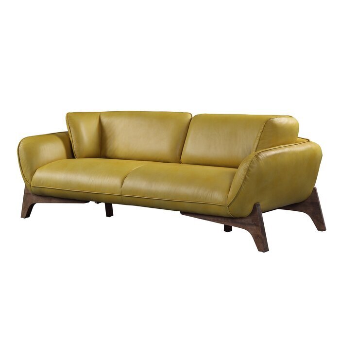 Contemporary Yellow Leather Couch 
