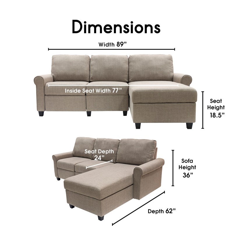 Copenhagen 89" Wide Reclining Sofa & Chaise