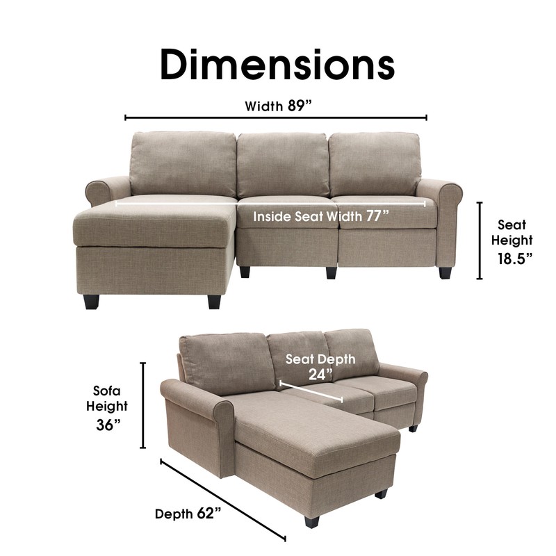 Copenhagen 89" Wide Reclining Sofa & Chaise