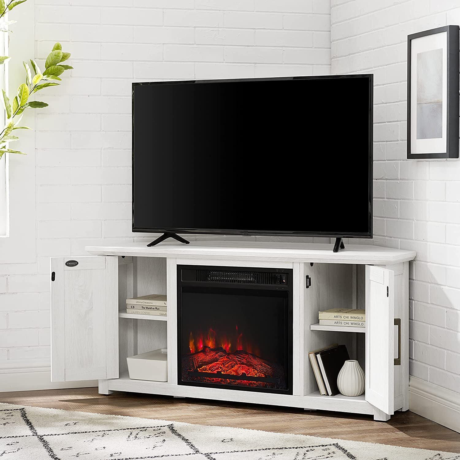 Corner TV Unit With Fireplace