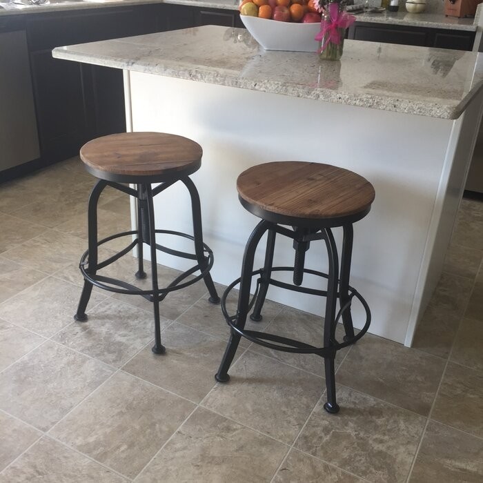 Cothern Swivel Solid Wood Adjustable Height Bar Stool