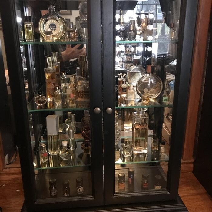 Country Tuscan 20'' Wide Solid Wood Mirrored Back Curio Cabinet