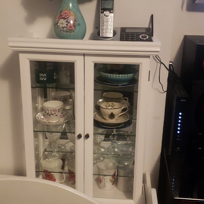 Country Tuscan 20'' Wide Solid Wood Mirrored Back Curio Cabinet