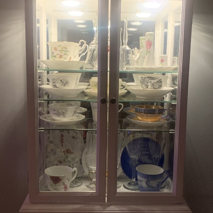 Country Tuscan 20'' Wide Solid Wood Mirrored Back Curio Cabinet