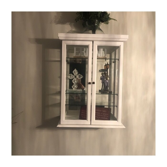 Country Tuscan 20'' Wide Solid Wood Mirrored Back Curio Cabinet