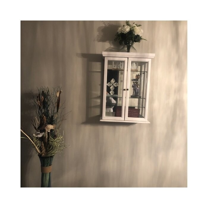 Country Tuscan 20'' Wide Solid Wood Mirrored Back Curio Cabinet