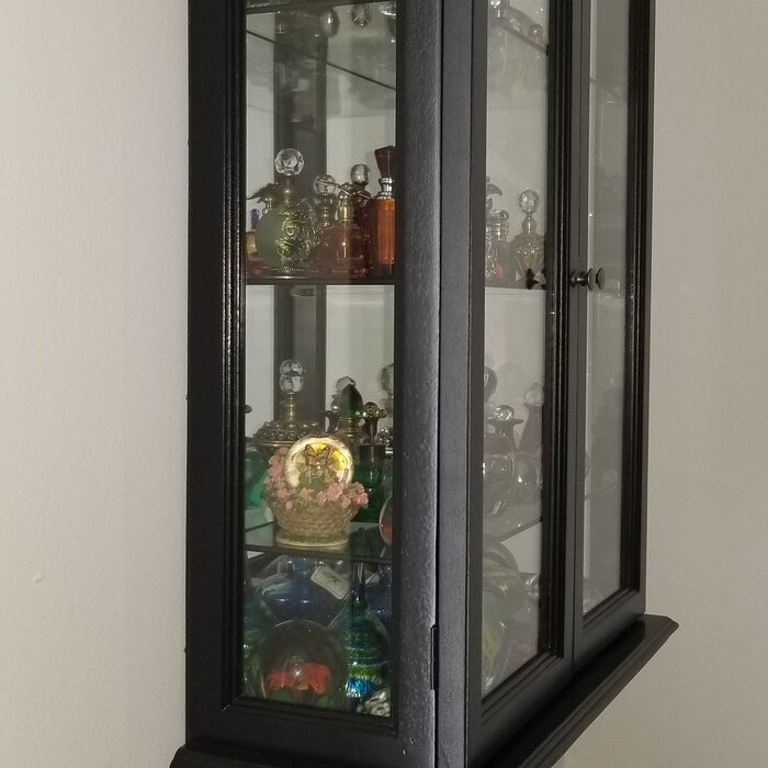 Country Tuscan 20'' Wide Solid Wood Mirrored Back Curio Cabinet