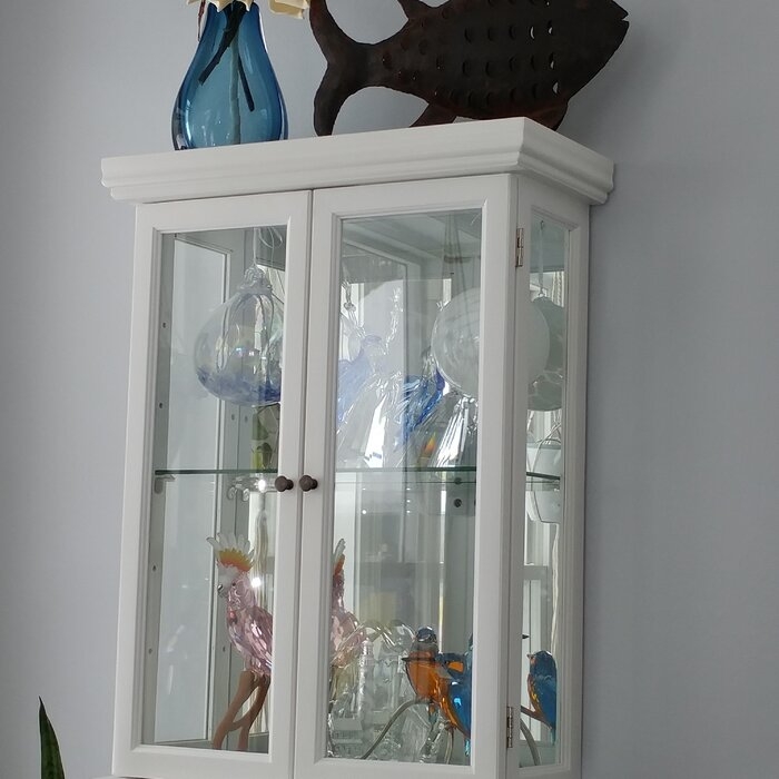 Country Tuscan 20'' Wide Solid Wood Mirrored Back Curio Cabinet