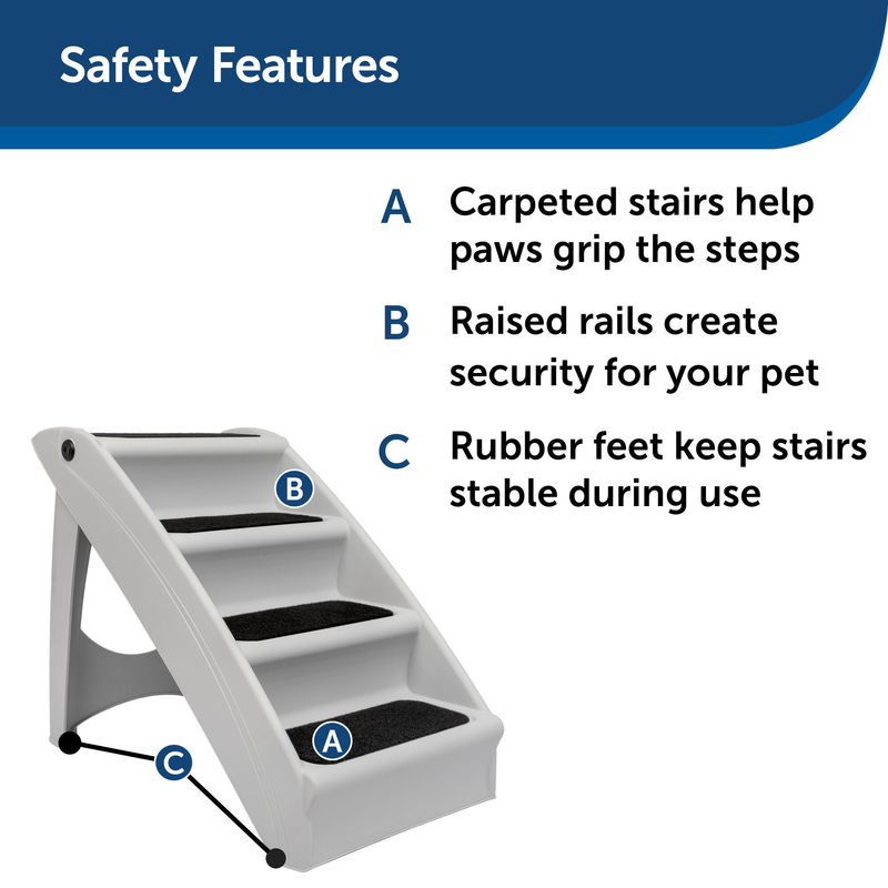Cozy Up Folding Pet Steps 25" Grey