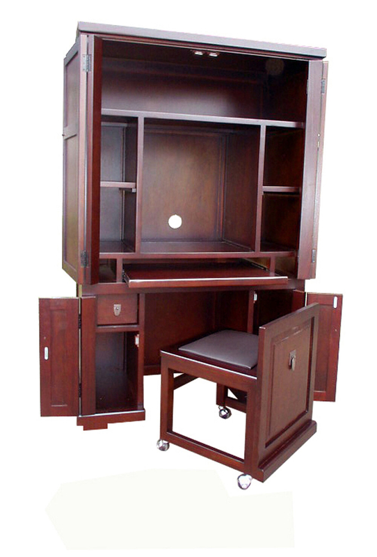 computer desk closed cabinet