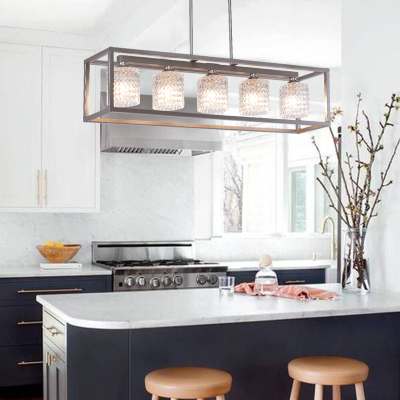 Critchfield 5 - Light Square / Rectangle Kitchen Island Chandelier