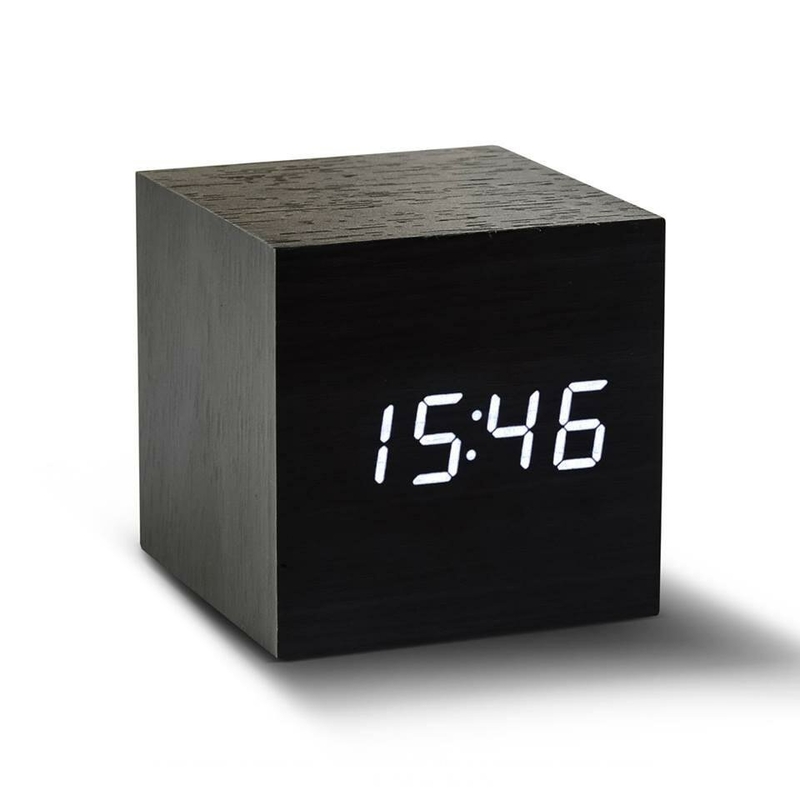Dark Grey Wood Block Silent Desk Clock