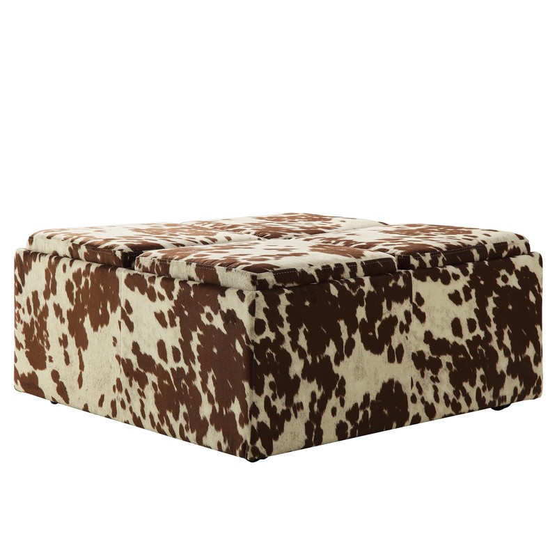 Damontra 36'' Wide Square Animal Print Storage Ottoman with Storage