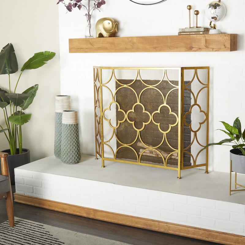 Danen 3 Panel Iron Fireplace Screen