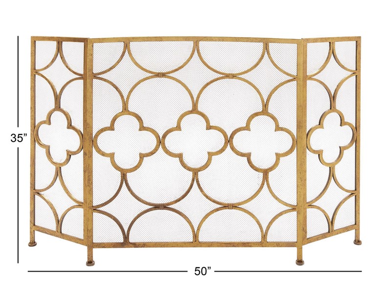 Danen 3 Panel Iron Fireplace Screen
