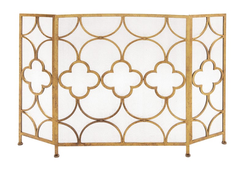 Danen 3 Panel Iron Fireplace Screen