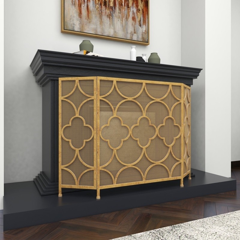 Danen 3 Panel Iron Fireplace Screen
